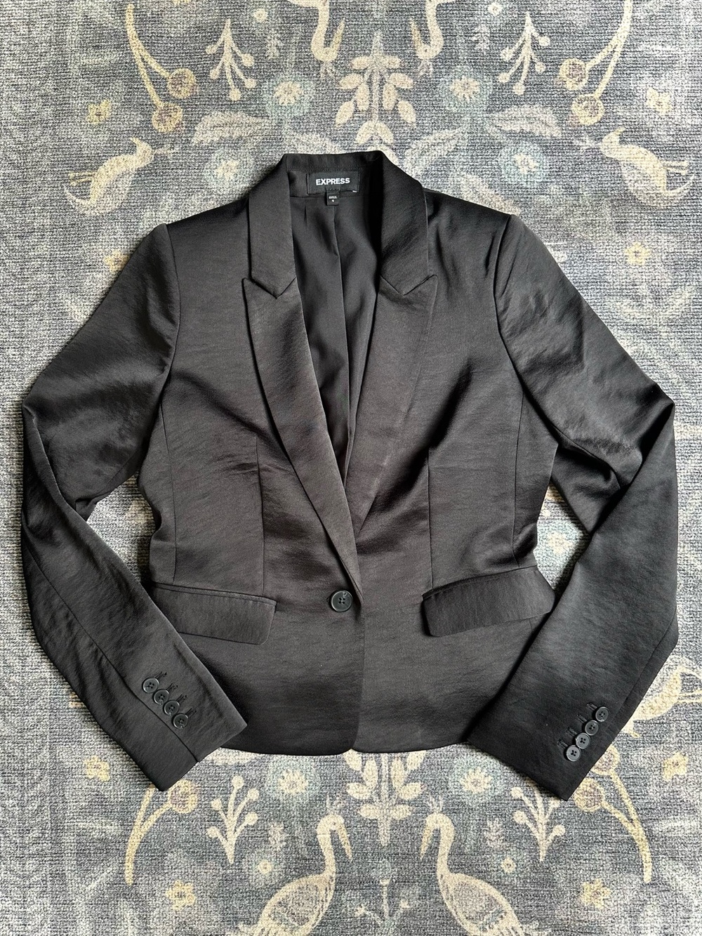 Express Black Fitted Notch Lapel Blazer Jacket Sz 4
